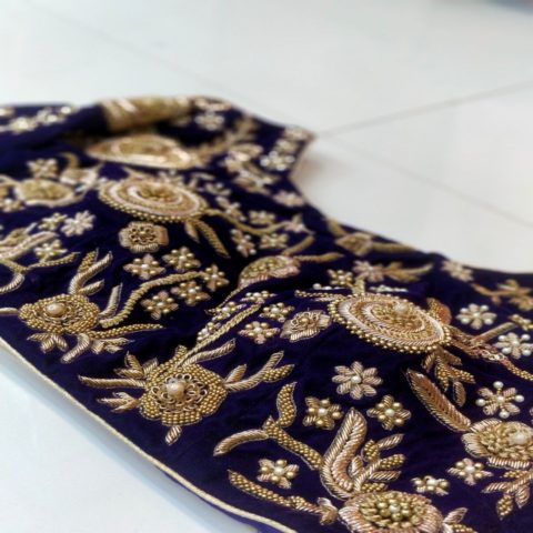 Heavily embroidered velvet zardosi work Embroidery Bridal Blouse