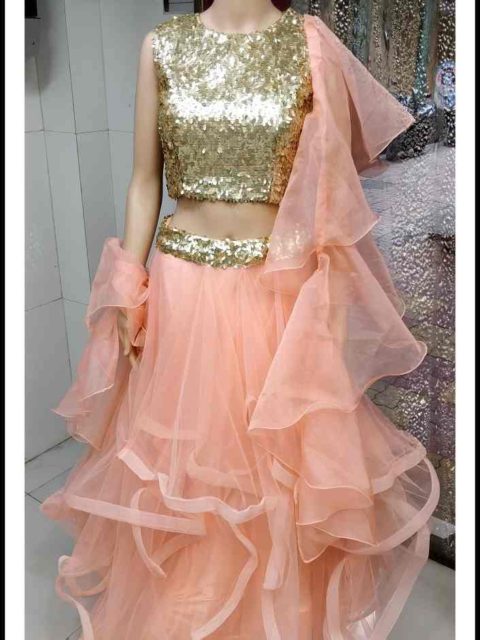 Ruffle Skirt and Sequins Top